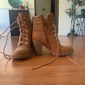 G by Guess GBG Beige Combat Boots with Heel Size 9